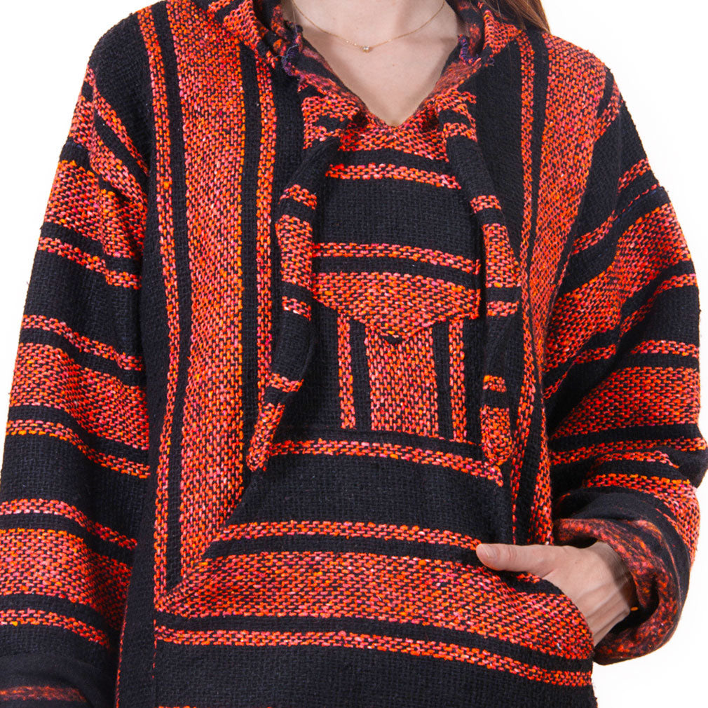 indsats Uanset hvilken skrivebord Orange & black Mexican poncho hoodie - "Acadia" – Orizaba Original