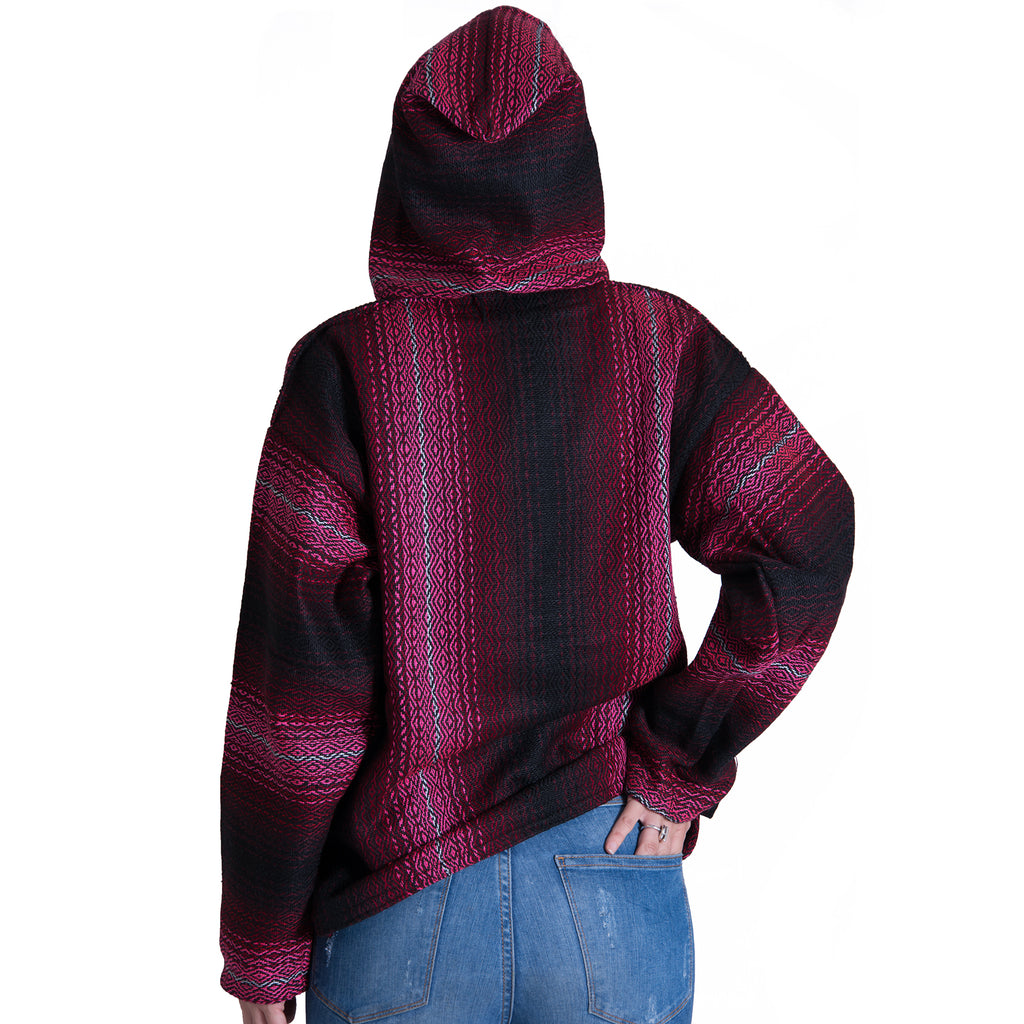 Soft Pink and Black Baja Hoodie