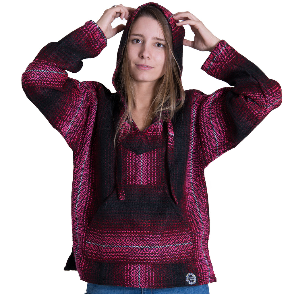 Male Pink and Black Baja Hoodie