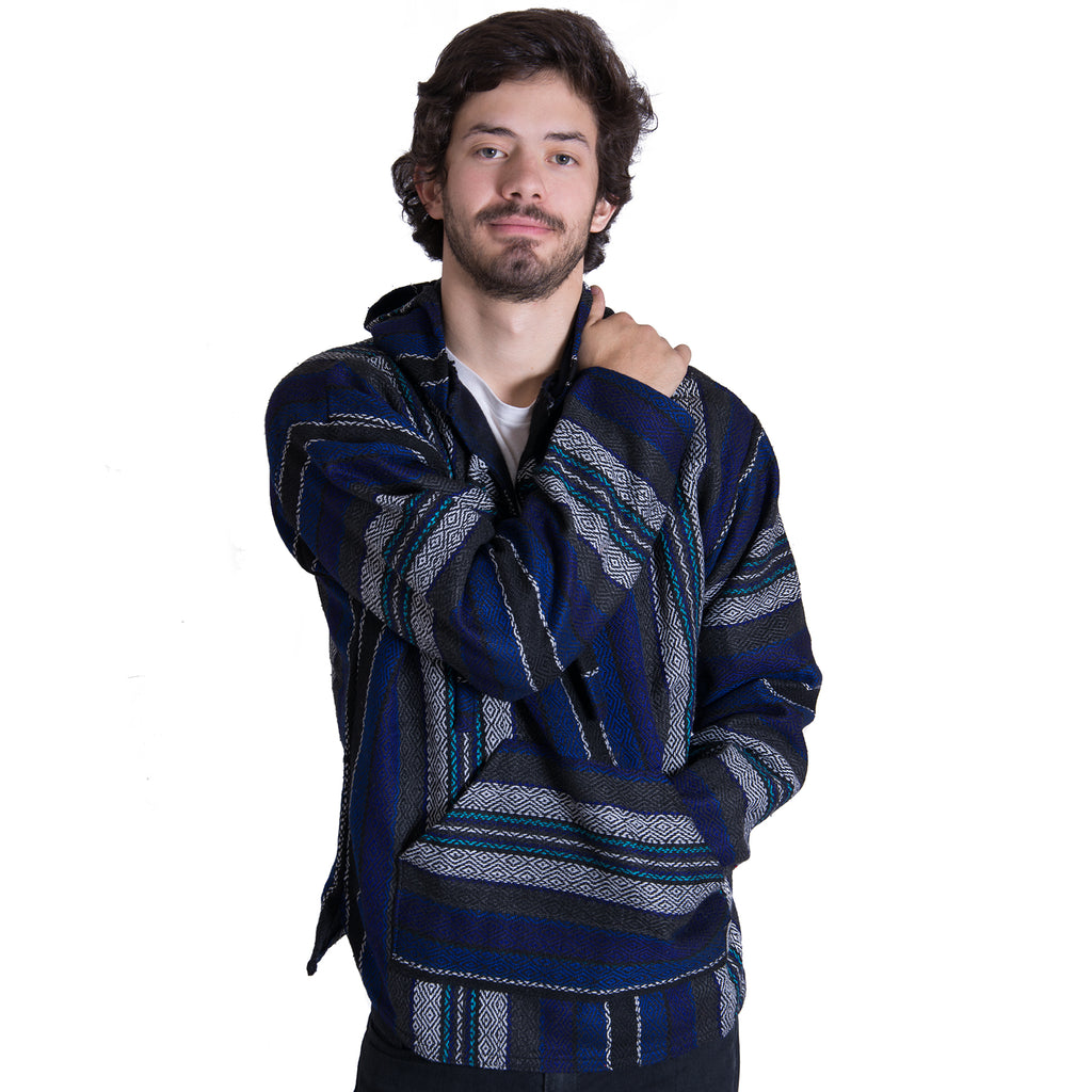 Blue and Black University Style Baja Hoodie