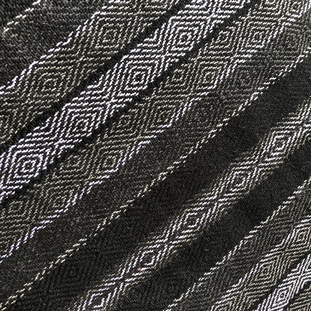 Authentic Black and White Drug Rug With Zig Zag Pattern