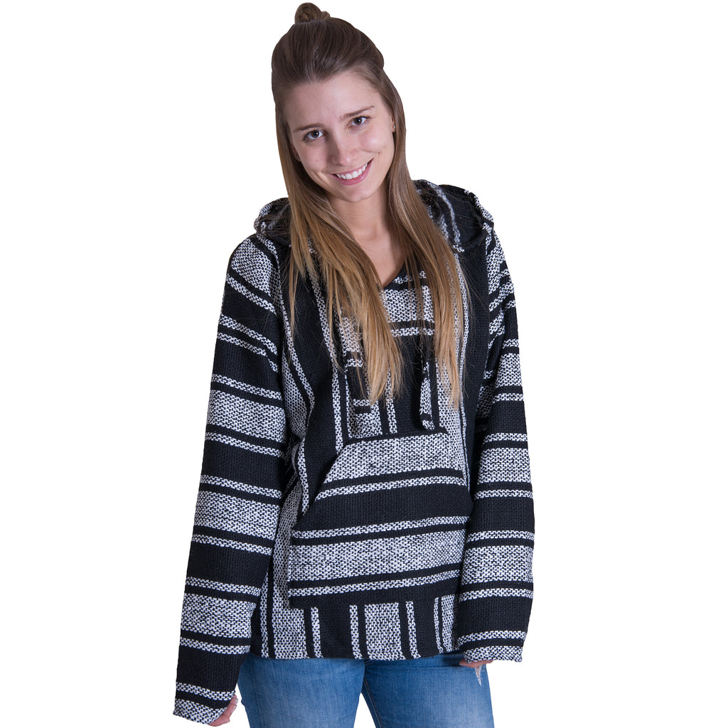 Black and White Womens Baja Hoodie