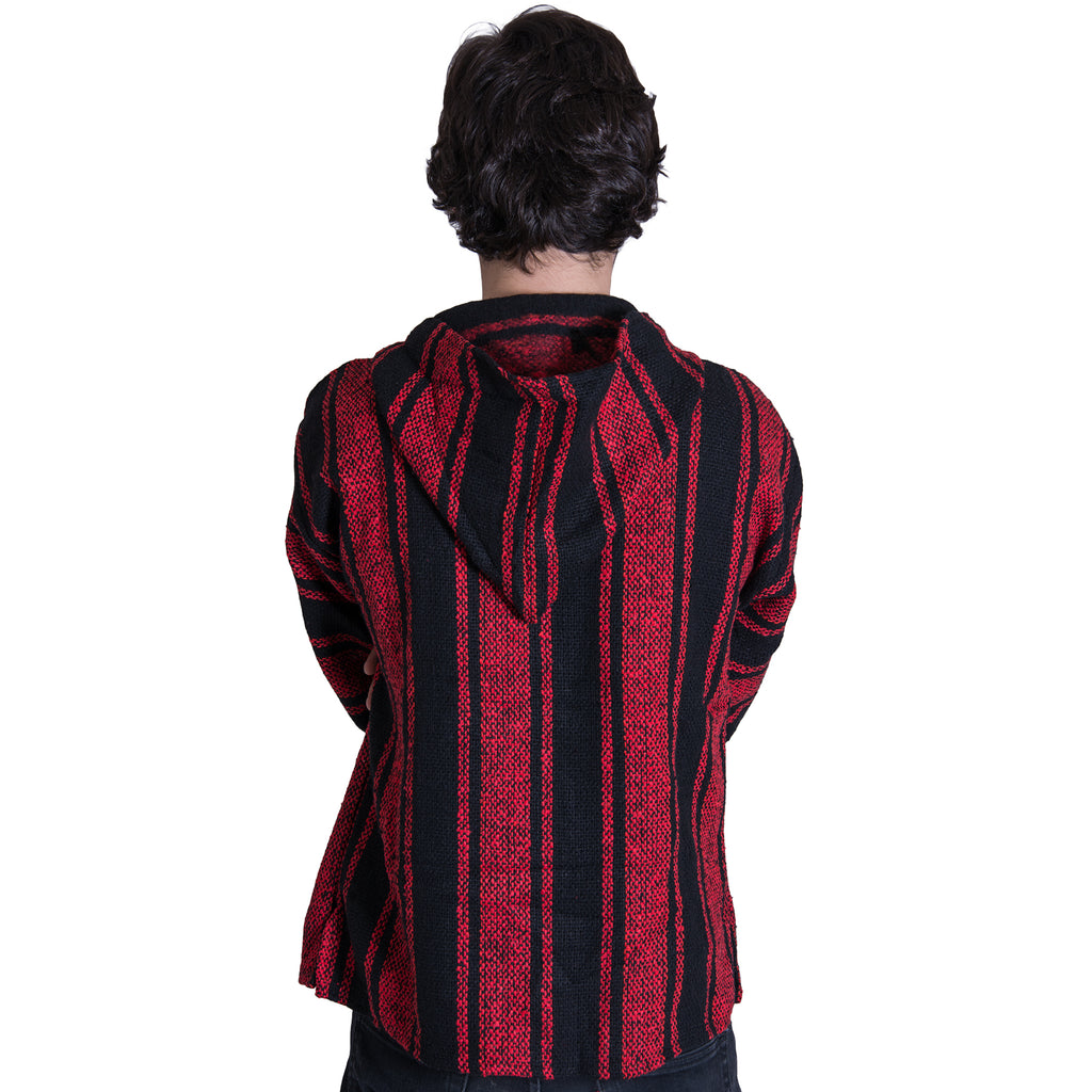 Decorative Red and Black Baja Poncho