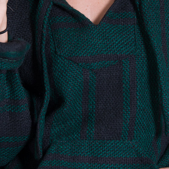 Warm Green and Black Baja Hoodie