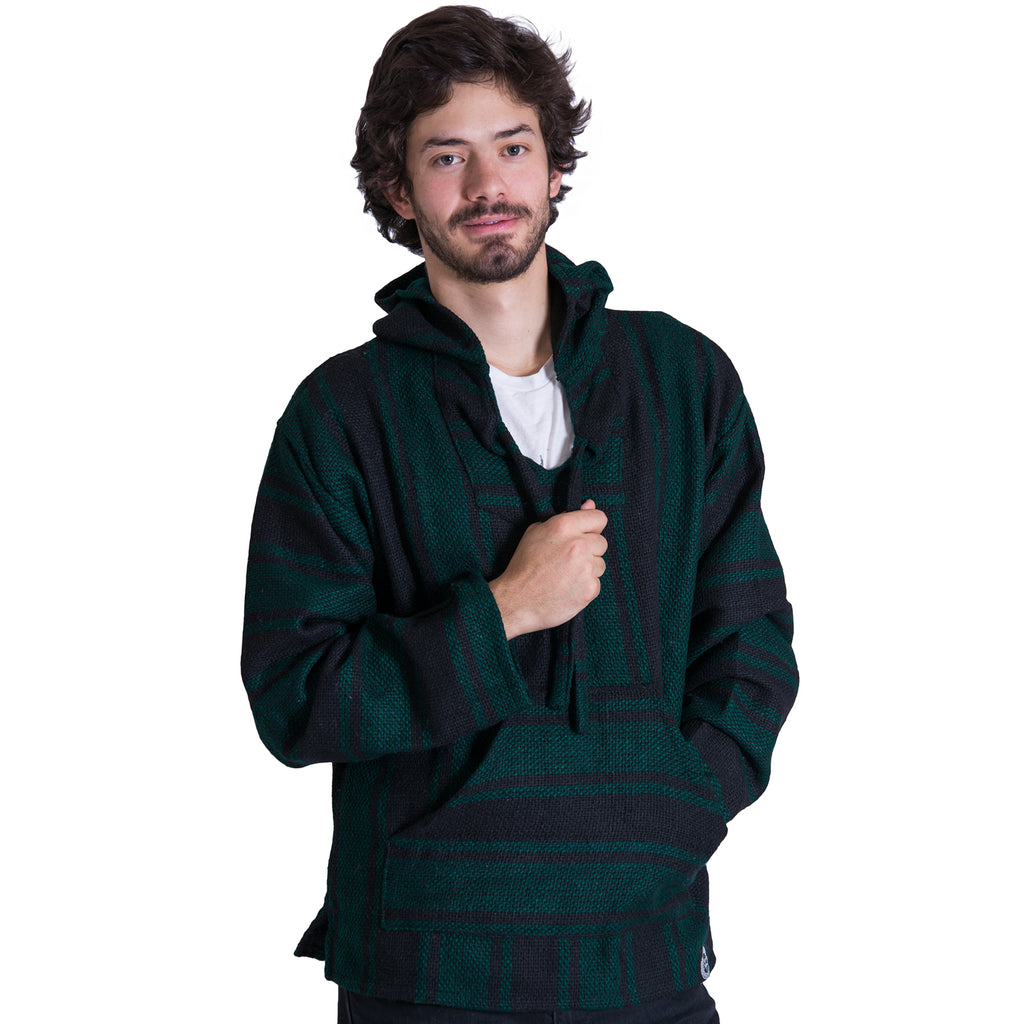Fashionable Green and Black Baja Hoodie