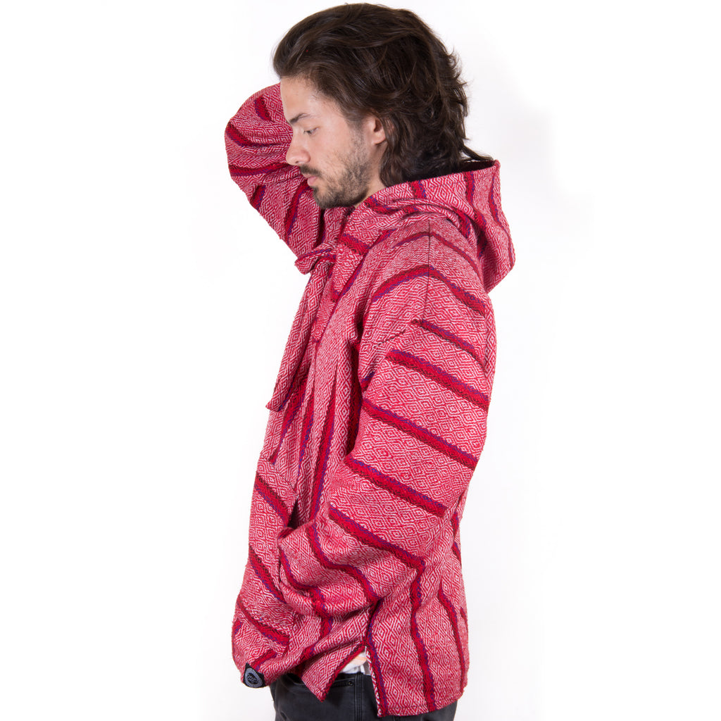 Unisex Red and White Baja Hoodie