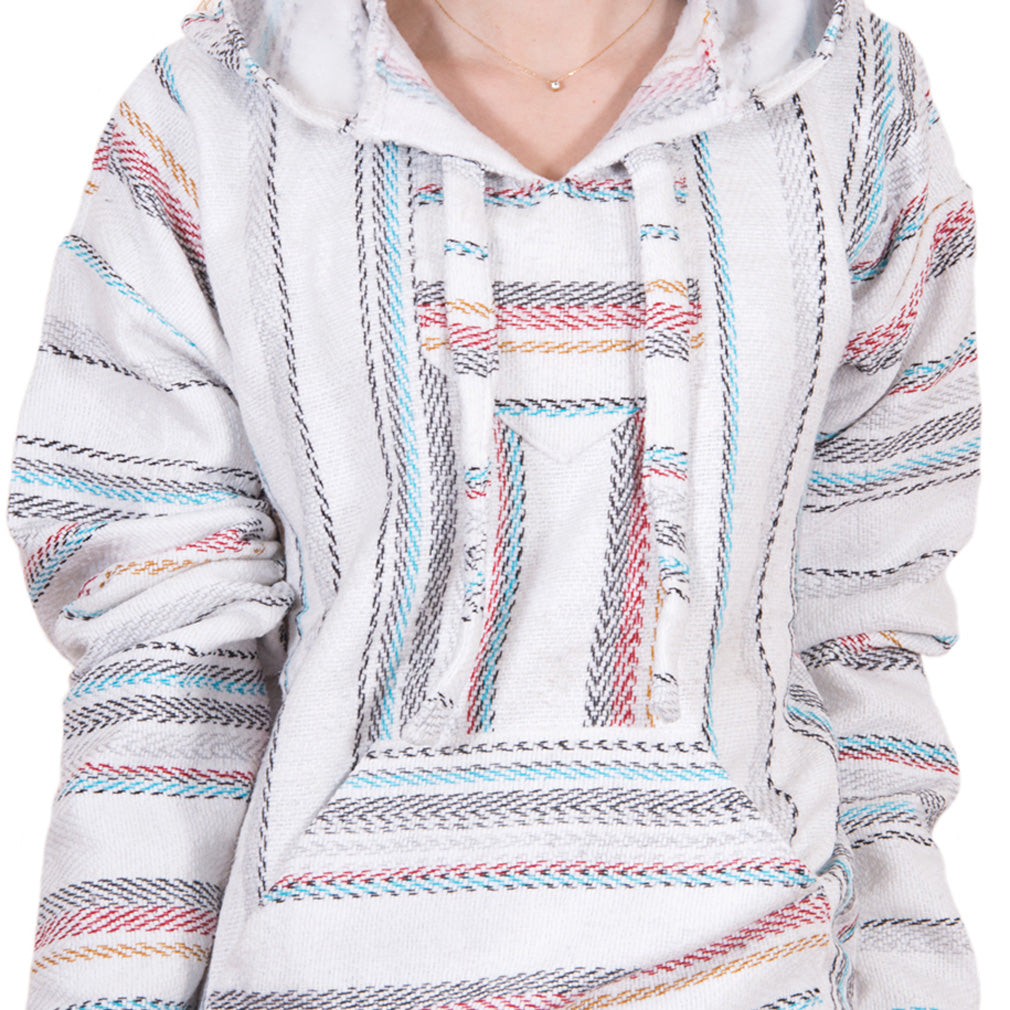 White, red, blue, turquoise and orange Baja hoodie - Cofre de Perote – Orizaba  Original