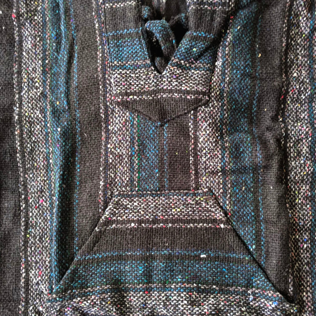 Thick Blue Green Black and White Drug Rug
