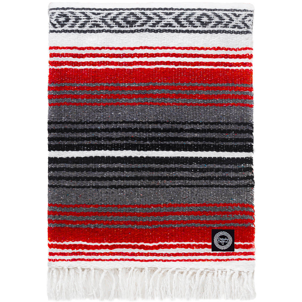 red grey and white mexican blanket by orizaba original - "Margarita"