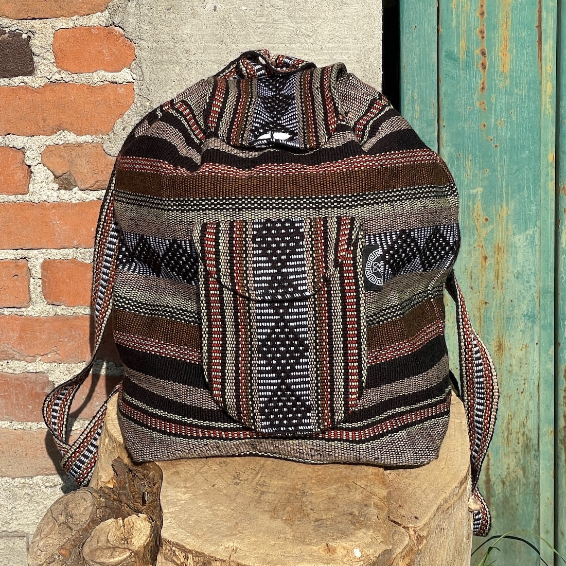 baja poncho mini backpack Brown Classic Mexican Baja Backpack